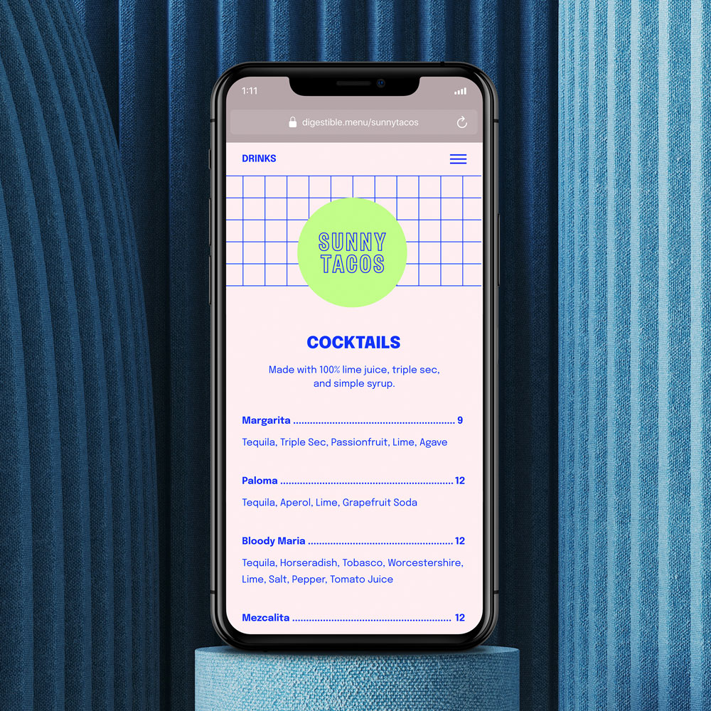 Beautiful digestible mobile menu template