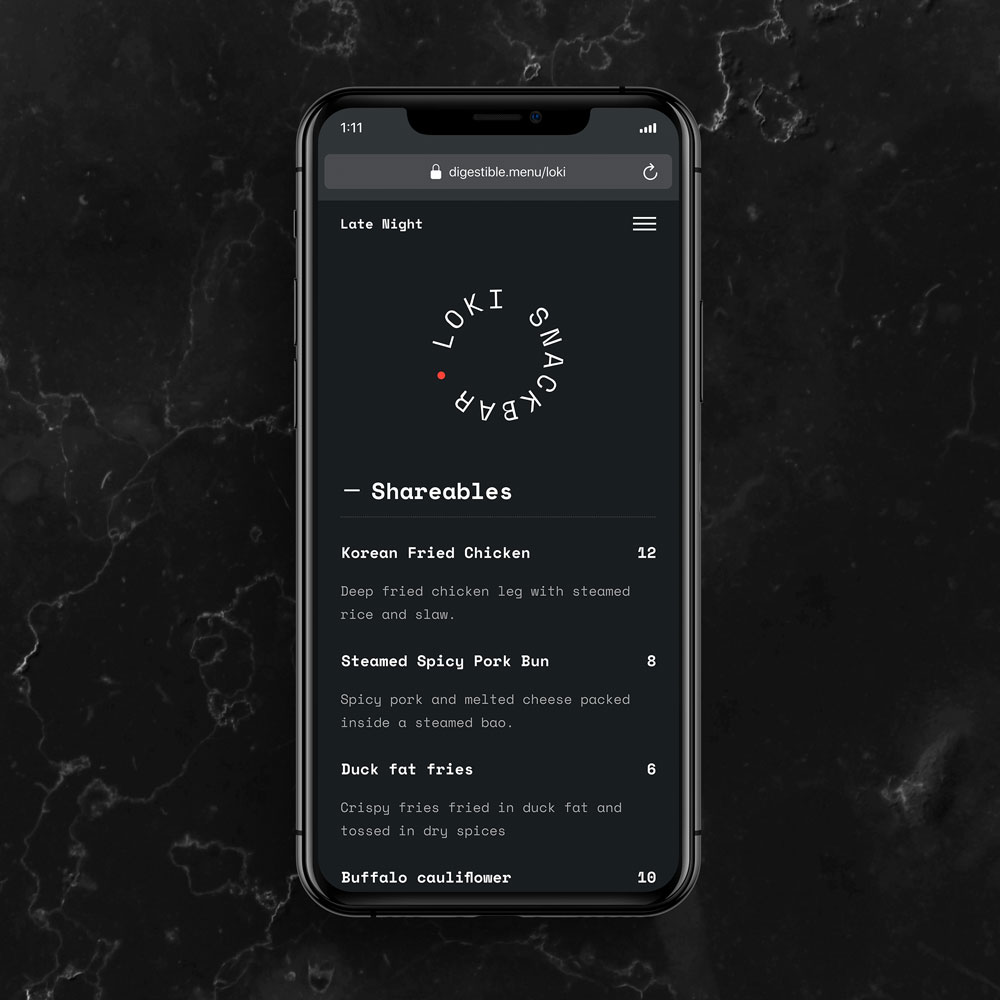 Beautiful digestible mobile menu template