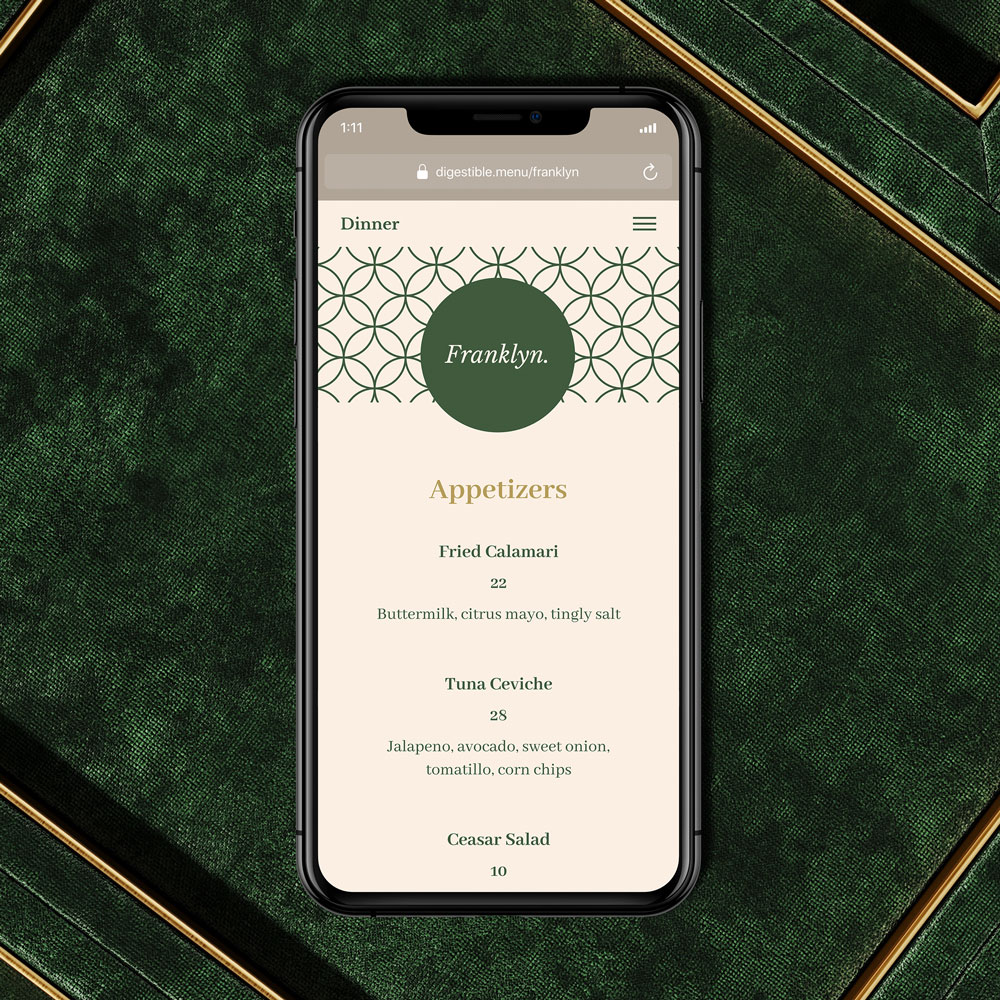 Beautiful digestible mobile menu template